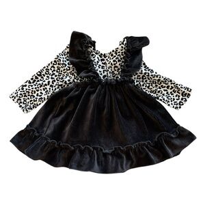 Little Mass Black and White Leopard Dress